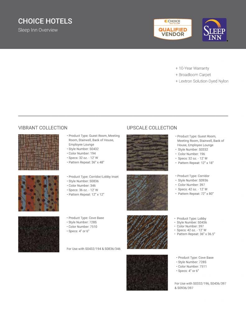 Sleep Inn Vibrant & Subtle Collection Overview - Commercial Carpeting